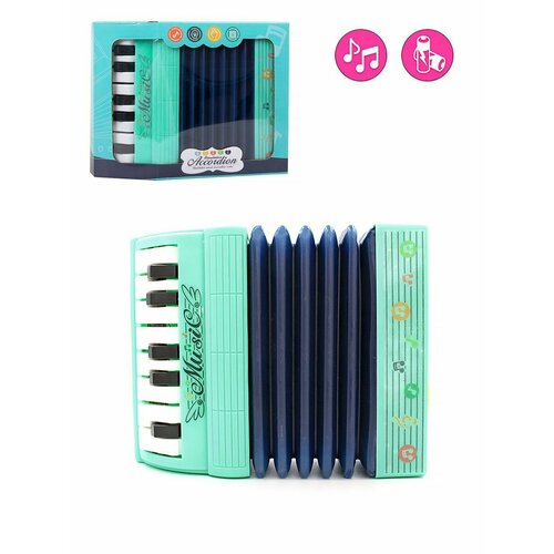 Детский музыкальный инструмент Аккордеон Music 18 см бирюзовый, 2020-KR3
