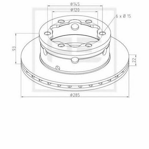 Диск тормозной 285120x22 6n-145-d15 Omn MB VW SprinterLT 408-414 petersennepetal 016667-00A 1шт 4825₽