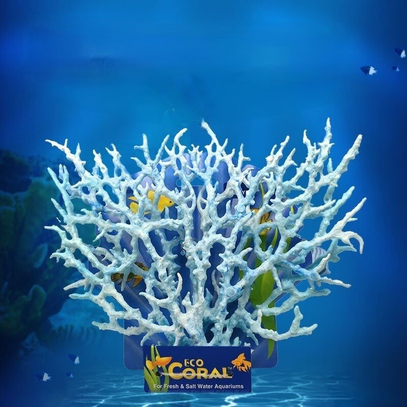 Коралл для аквариума искусственный плешоп декор для аквариума для рыбок горгонария голубая 24х18 см