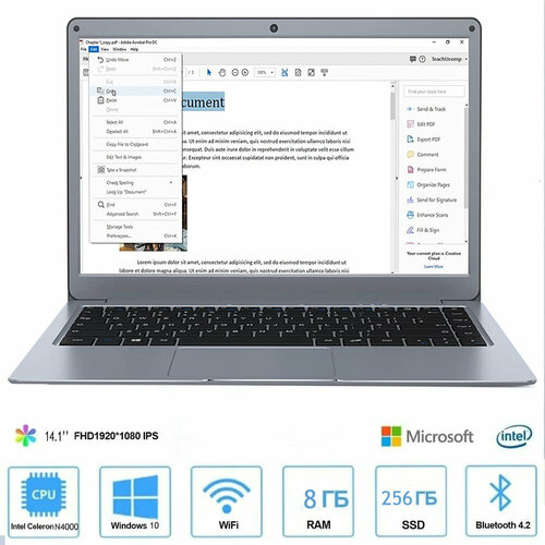 141 Ноутбук Maimeite Intel Celeron N4000 20 ГГц RAM 8 ГБ SSD 256 ГБ Windows 10 Pro 22000₽