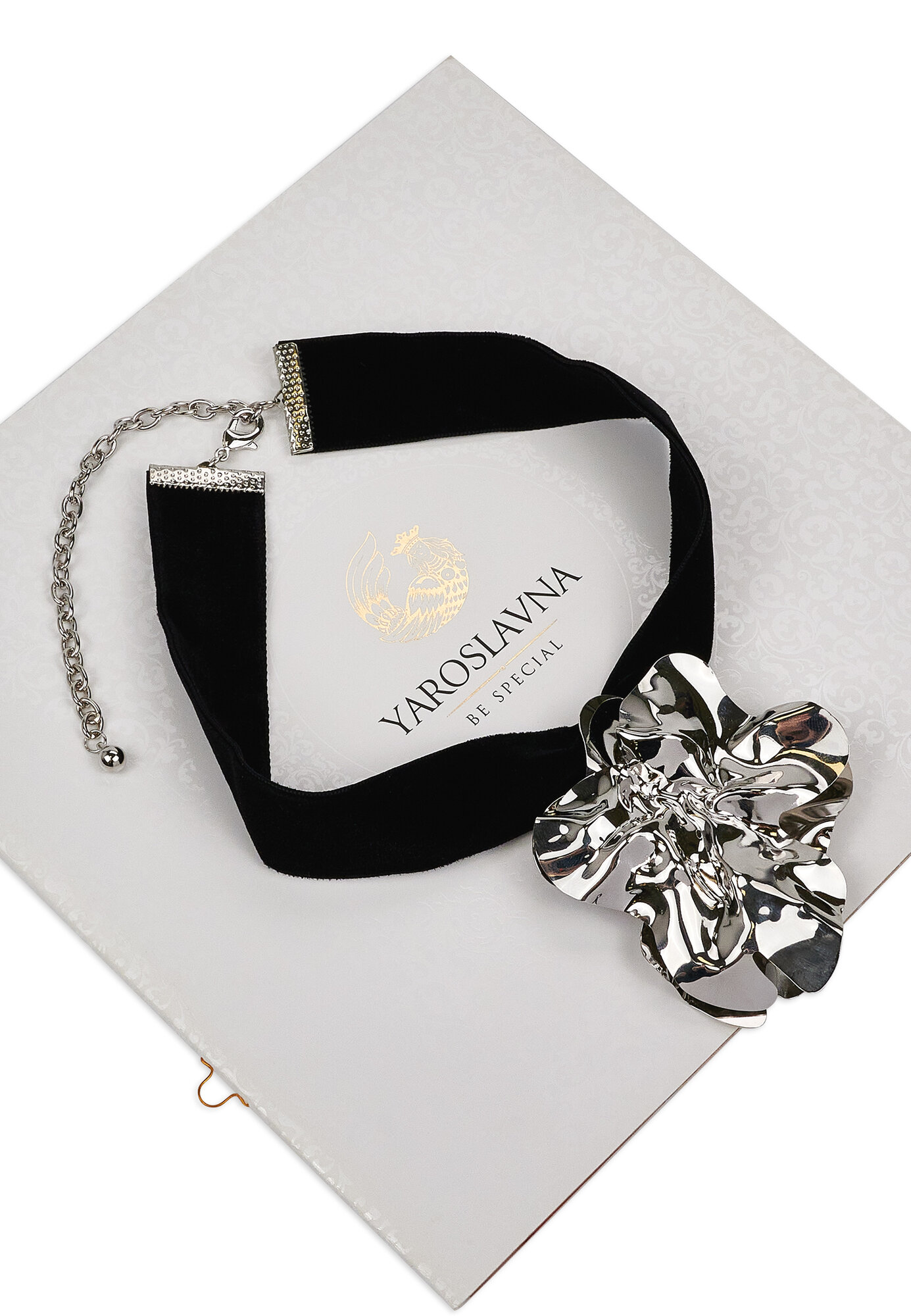 Колье YAROSLAVNA, длина 38 см, черный, серебряный — фото 1