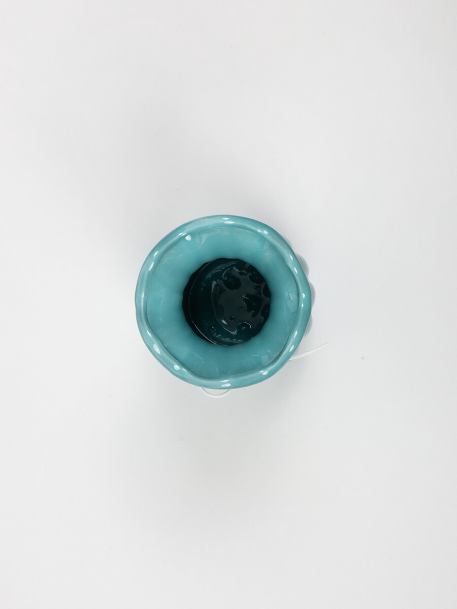 Ваза Ismat Decor "VM-72LT", керамика, настольная, голубая, высота 24см, диаметр 12см — фото 1