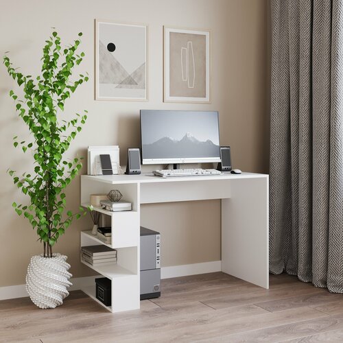 Стол письменный компьютерный Zett с полками 110х55х75 см; цвет белый