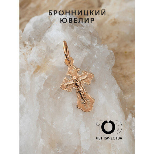 фото Крестик бронницкий ювелир, красное золото, 585 проба, золотистый