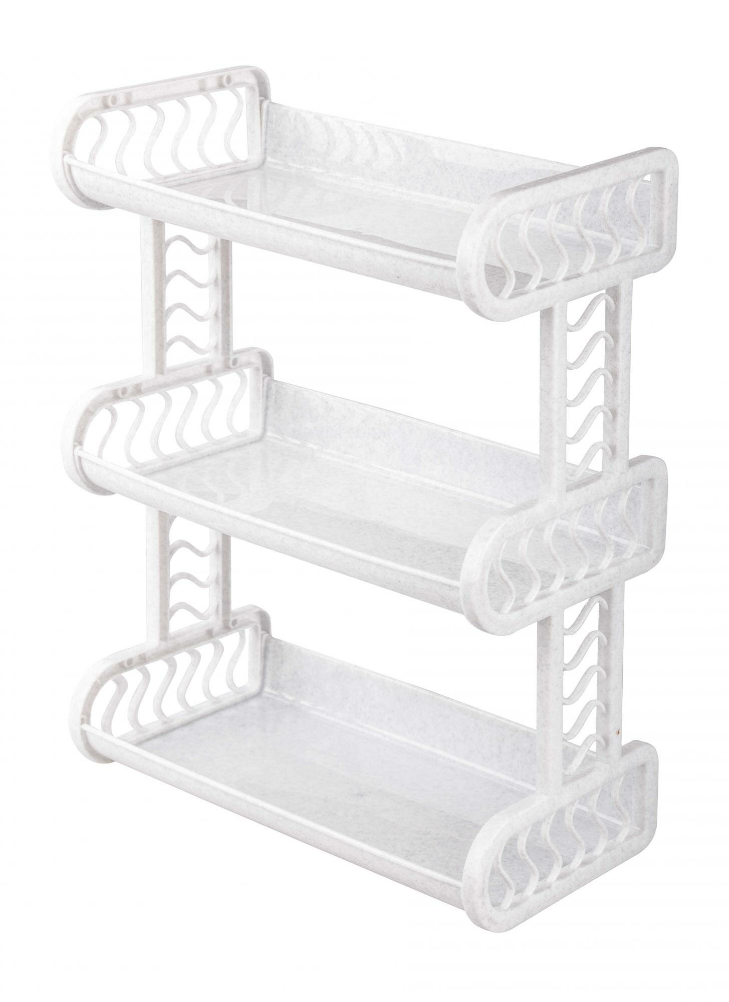 Полка для ванной комнаты Альтернатива М299 3-х ярусная пластик белый