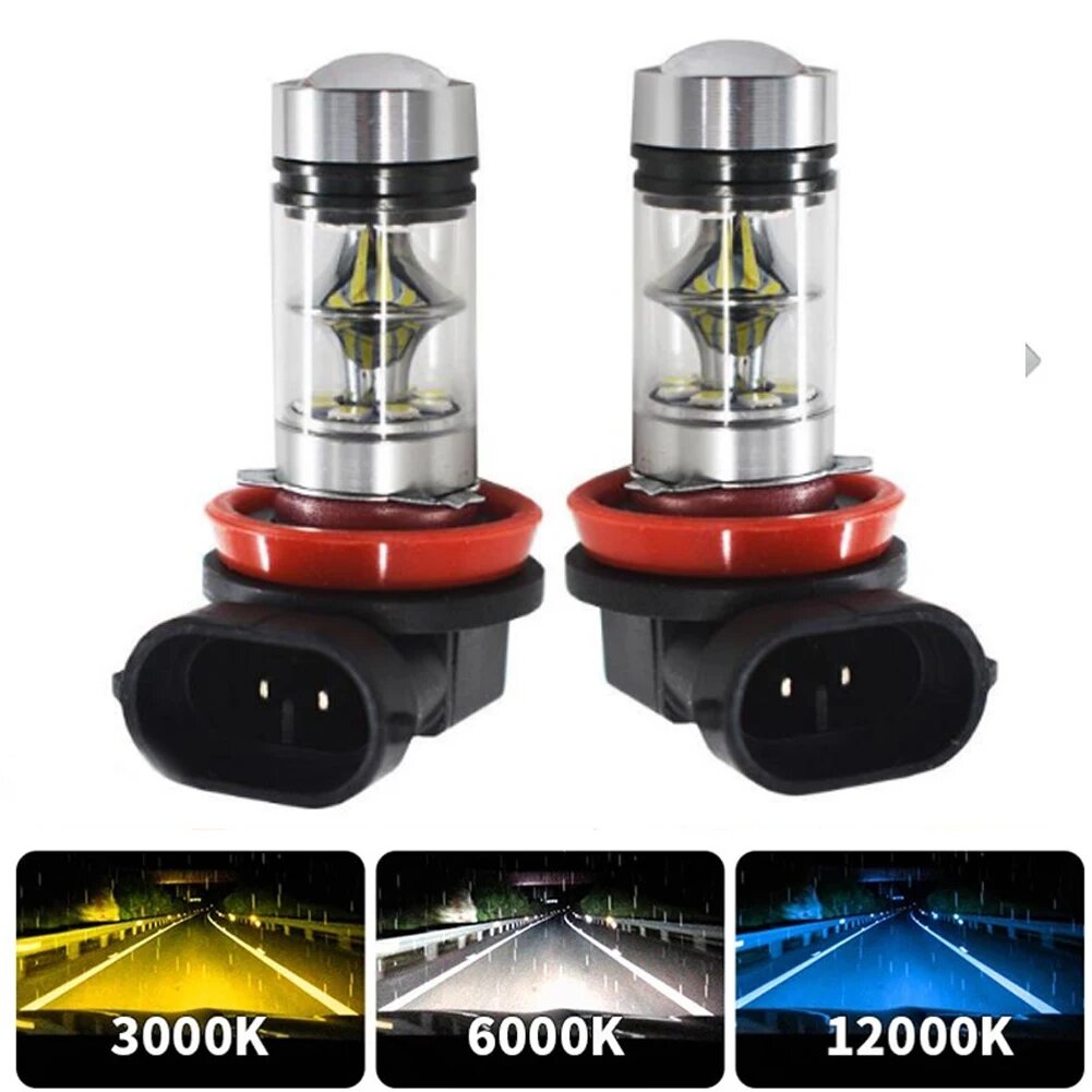 2 шт. H8 H11 Led HB4 9006 HB3 9005 Противотуманные фары s-лампы 5050SMD 6000 лм K, белые автомобильные ходовые огни для освещения дневного света 12 в 24 В, 8000K, H11