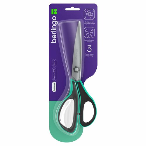 фото Ножницы berlingo easycut 350, 230мм, бирюзовые, эргономичные ручки, мягкие вставки (dnn_23035_b), 12шт.