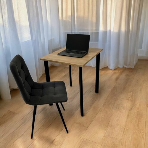 Изображение товара Игровой компьютерный стол/ 80*80 см, цвет столешницы Дуб Сонома, 80*70 см. Ножки черные