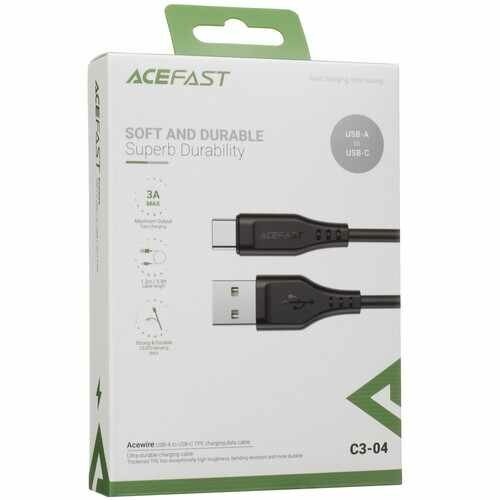 Кабель круглый ACEFAST USB Type-C - USB 2.0 Type-A черный 1.2 м — фото 1