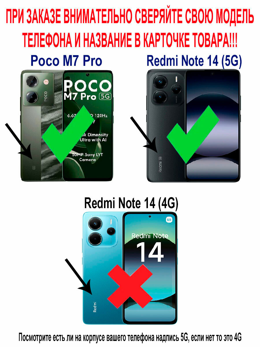 Чехол книжка для Poco M7 Pro/ Xiaomi Redmi Note 14 (5G) c магнитной застежкой / Поко М7 Про, Редми Ноут 14 5G c отделением под карты (зеленая) — фото 1