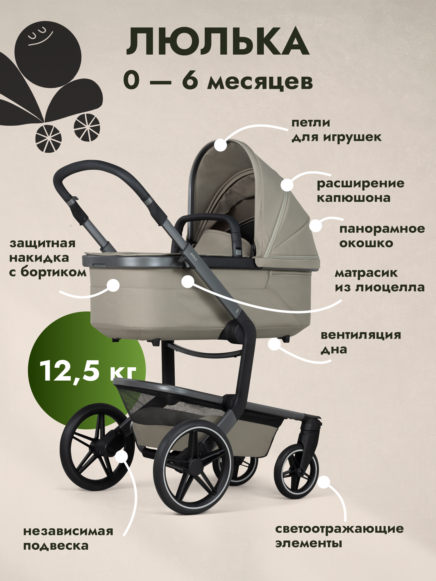 Коляска 2 в 1 JOOLZ DAY5 Sage Green — фото 1