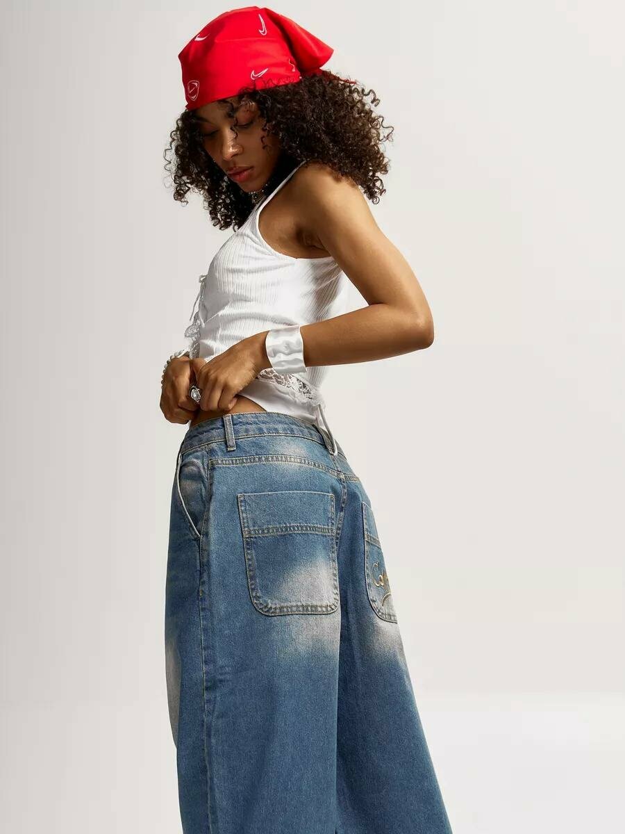 Джинсы багги F17 JEANS, размер 28 US (40-42), синий — фото 1