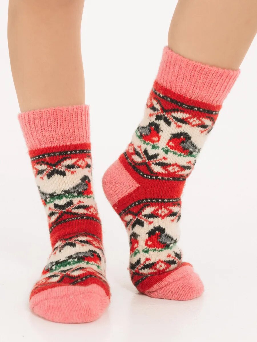 Носки  Осень-Зима 2025, размер 37-40, белый, красный, розовый — фото 1
