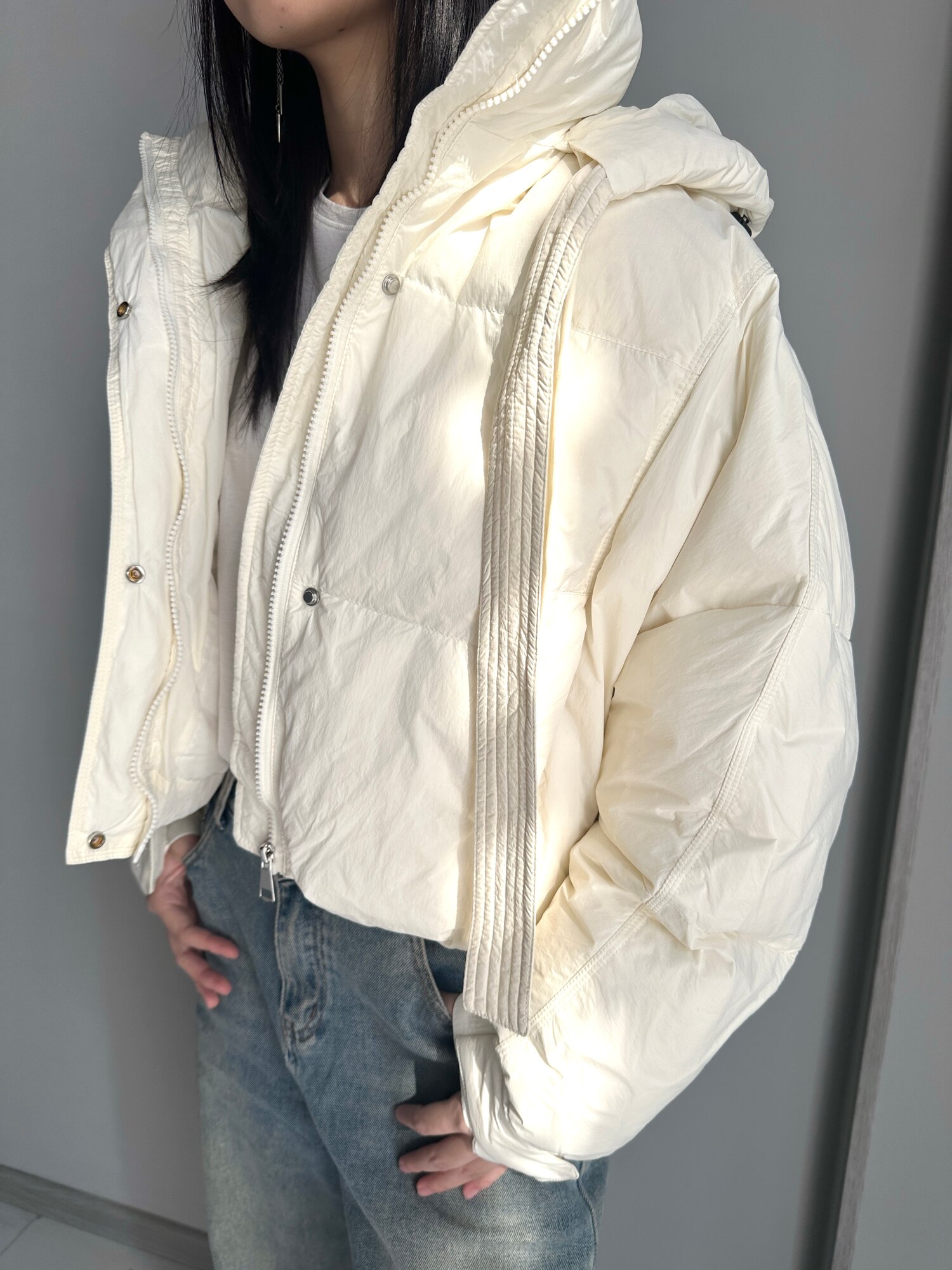 Пуховик INK Черный, белый, размер S, белый — фото 1