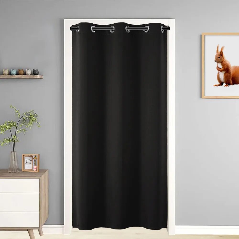 Mupoo Занавеска на дверь 132x244 см черный, Ширина, см 132, Цвет черное