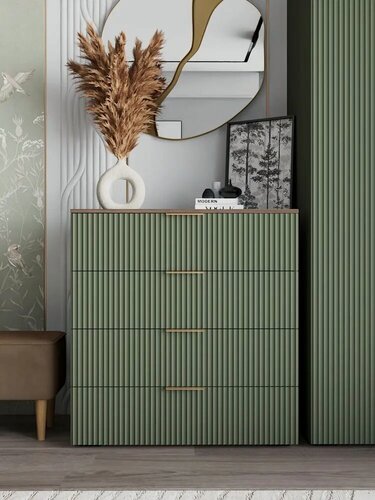 Изображение товара Комод с ящиками для одежды Салерно 4 с 4 ящиками насыщенно-зеленый 91 х 42 x 96 см