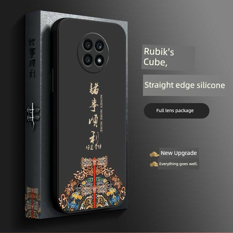 Чехол для Honor X20 из жидкой силикона с традиционным китайским узором, цвет классический черный, защитный чехол для