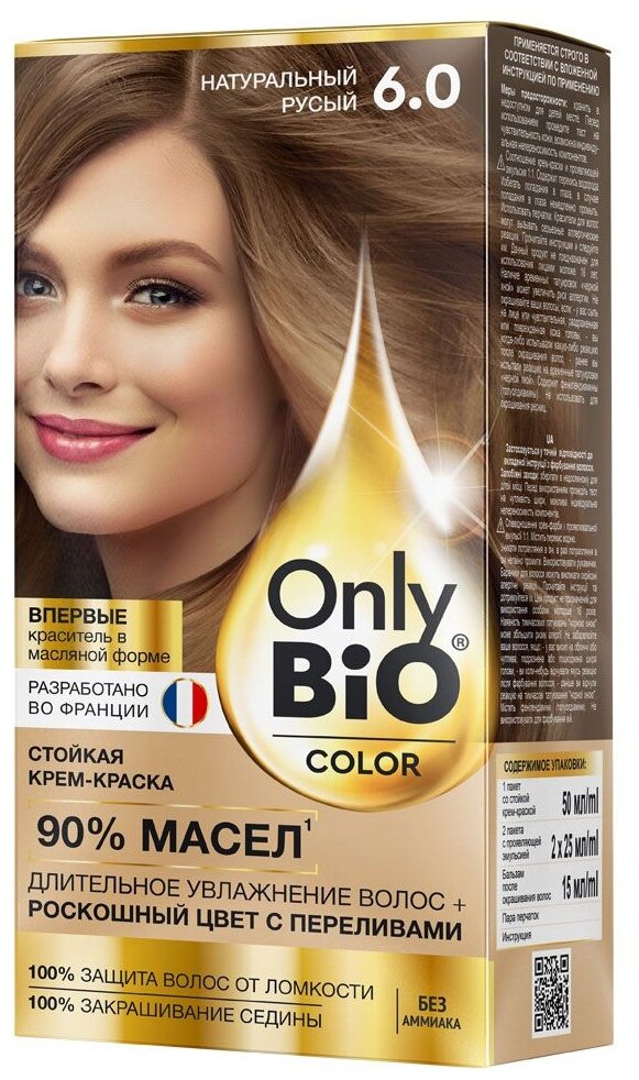 Fito косметик Стойкая крем-краска Only Bio Color, 6.0 натуральный русый, 115 мл