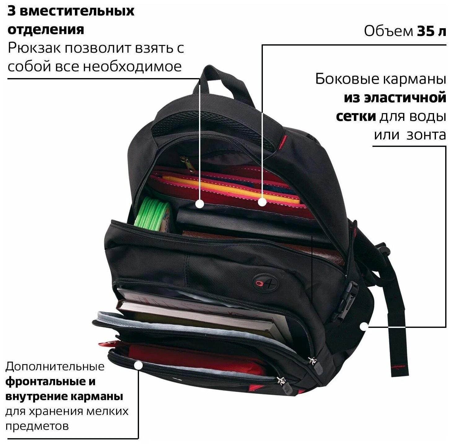 Городской рюкзак BRAUBERG Titanium, черный - фото №4