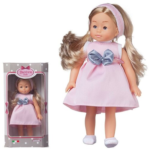 Кукла DIMIAN Bambina Bebe в розовом платье с серым бантом, 20 см BD1652-M37/w(2) куклы и одежда для кукол dimian кукла пупс bambina bebe 40 см