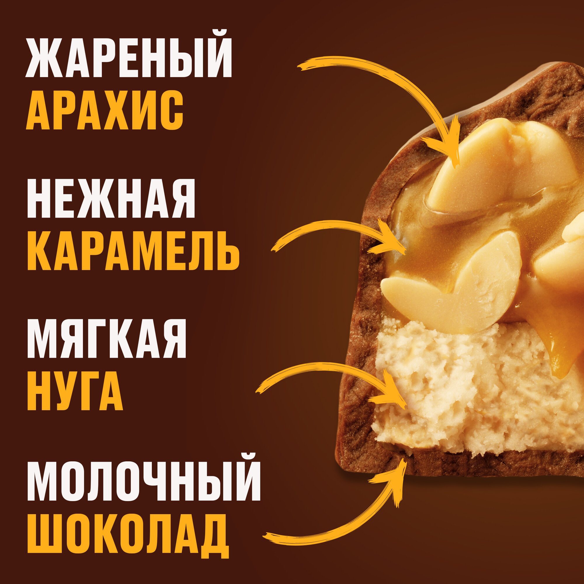 Шоколадный батончик Snickers с карамелью, арахисом и нугой, пачка 9 штук по 40 г — фото 1