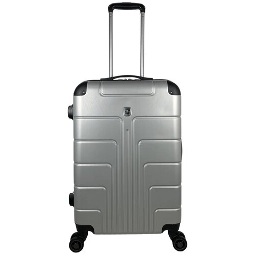 Чемодан – средний (размер M) 70 л, 64x42x26 см, поликарбонат, цвет серебряный