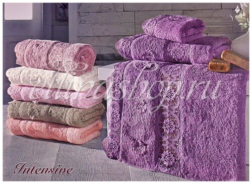 Intensive комплект полотенец с кружевом 3шт Maison Dor (розовый), Комплект полотенец (3 шт)