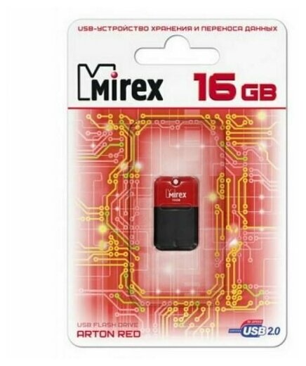Накопитель USB 2.0 16GB Mirex ARTON 13600-FMUART16 USB 16GB Mirex ARTON красный (ecopack)