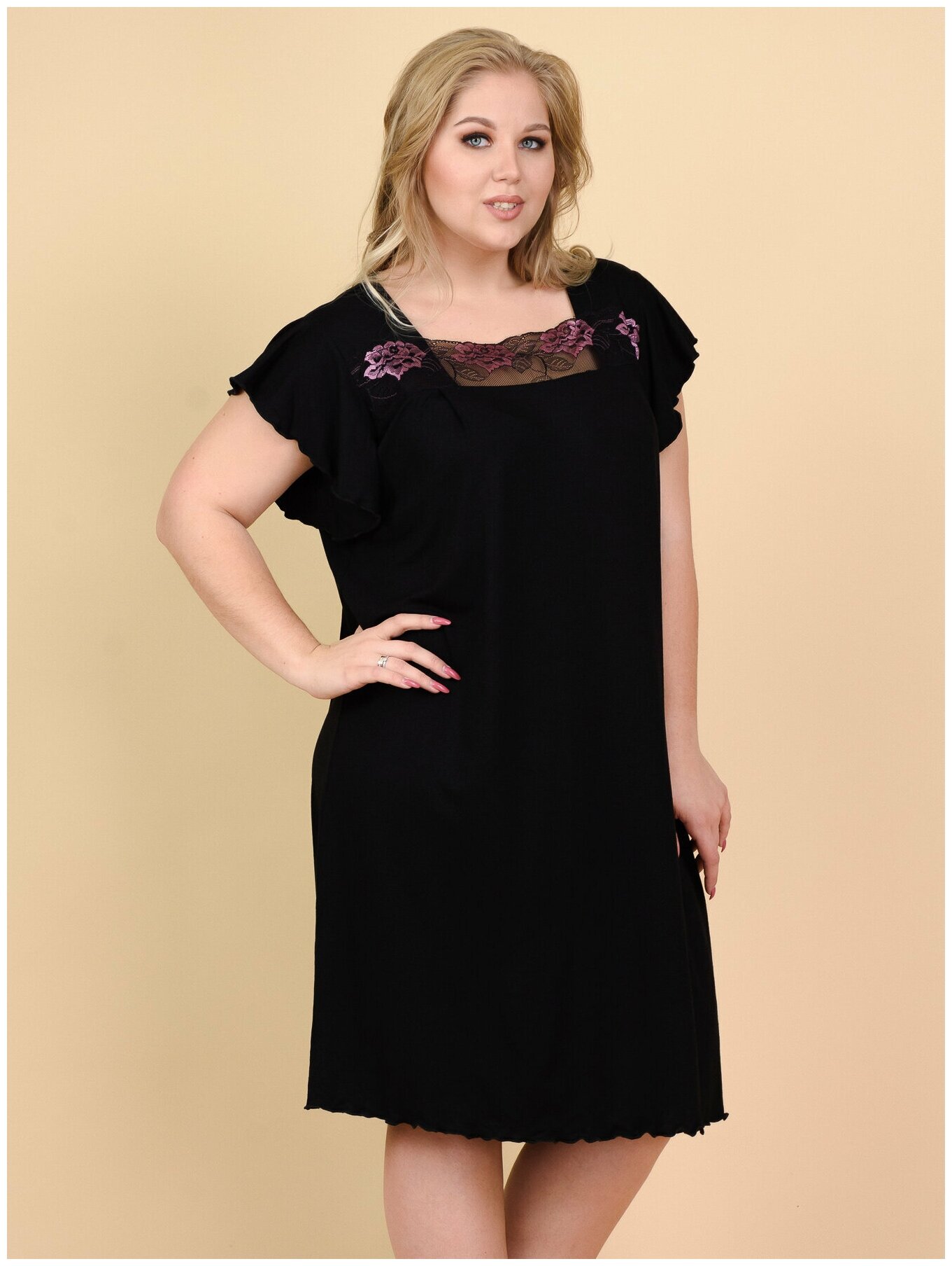 Сорочка НиРо средней длины, без рукава, размер 66, черный - фотография № 9