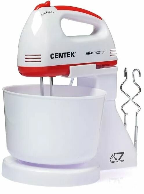 Миксер Centek CT-1113 белый/красный с чашей