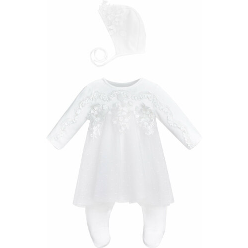 Комплект одежды  Choupette для девочек, чепчик и комбинезон, нарядный стиль, размер 62, белый