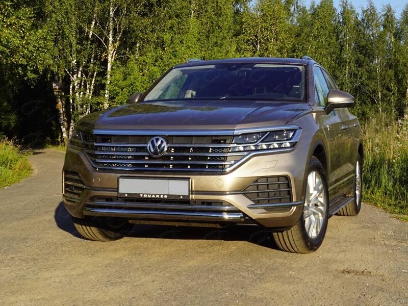 Защита переднего бампера из нержавеющей полированной стали d60 VOLKSWAGEN Touareg 2018-