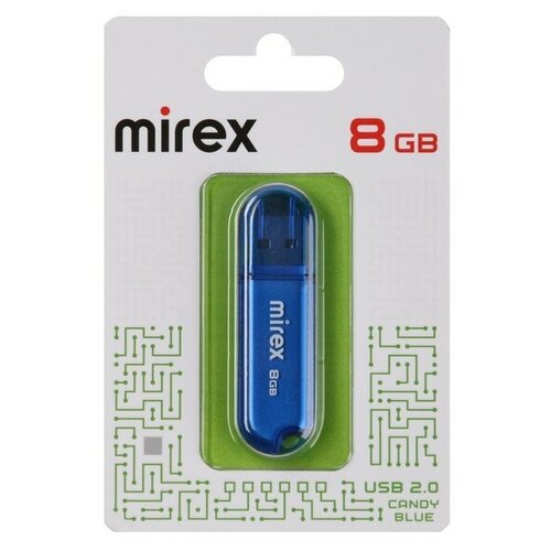 Флешка Mirex CANDY BLUE, 8 Гб , USB2.0, чт до 25 Мб/с, зап до 15 Мб/с, синяя