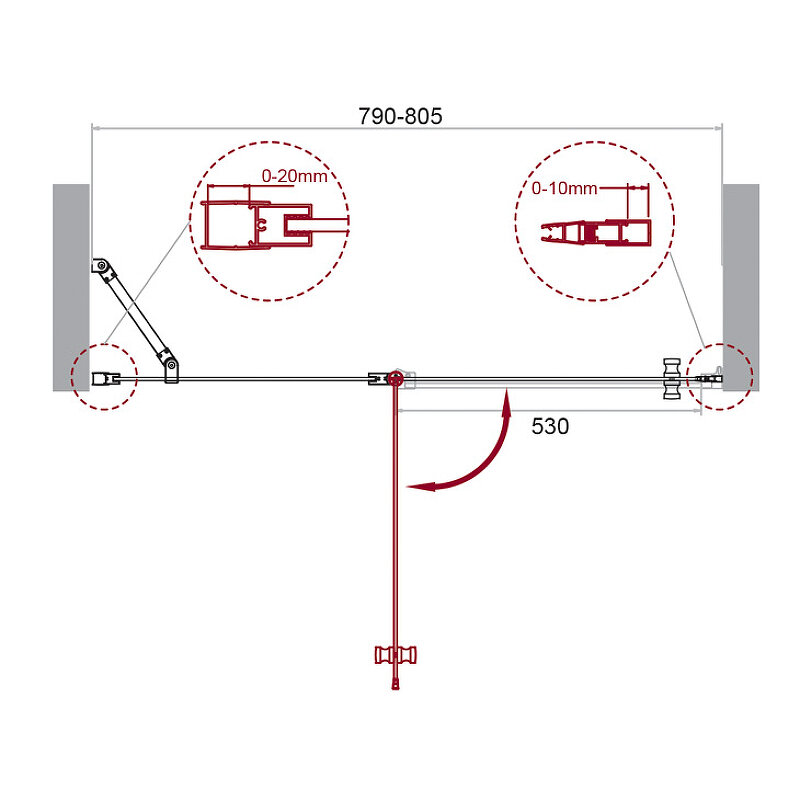 Душевая дверь в нишу BelBagno Etna B-12-60/30-C-Cr - фото №3