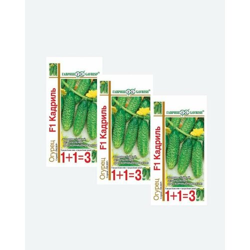 Семена Огурец Кадриль F1, 20шт, Гавриш, серия Лидер 1+1(3 упаковки) семена огурец кадриль f1 сер 1 1 20шт