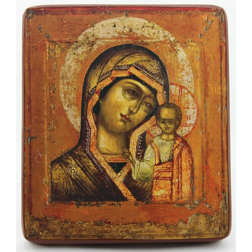 Икона Божией Матери Казанская, деревянная иконная доска, левкас, ручная работа (Art.1200М)