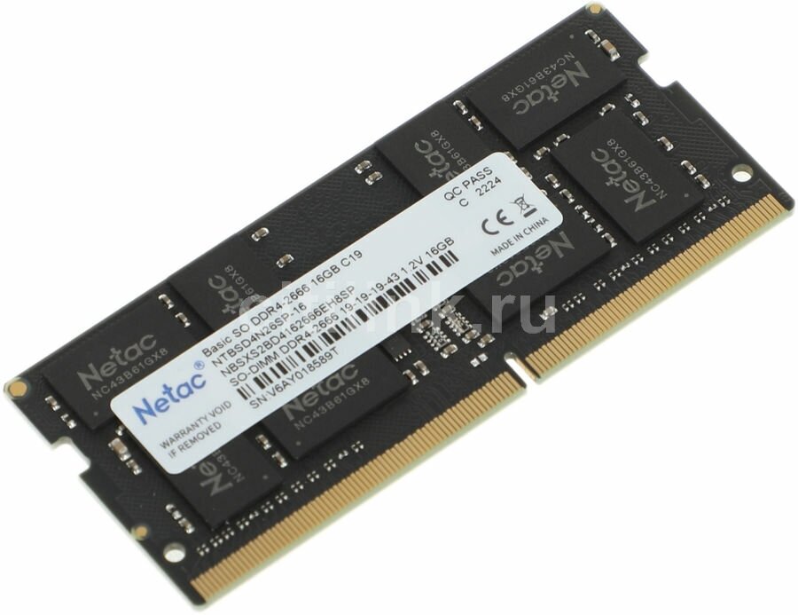 Модуль памяти NETAC Basic NTBSD4N26SP-16 DDR4 - 16ГБ 2666, SO-DIMM, Ret