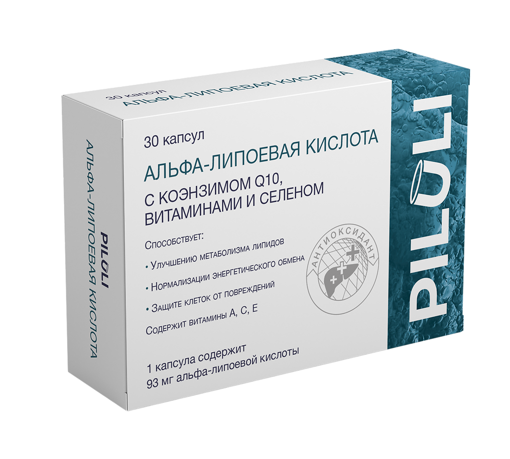 PILULI Альфа-липоевая кислота с коэнзимом Q10, витаминами и селеном капсулы по 435 мг 30 шт