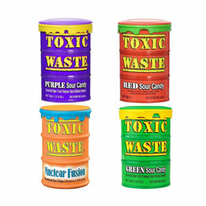 Супер кислые конфеты Toxic Waste Green, Red, Purple, Nuclear, 4 баночки, США