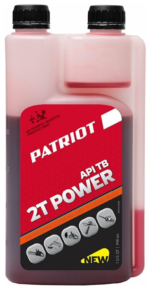 Масло (в бензин)для 2-х тактных двигателей минерал. PATRIOT POWER ACTIVE 2T дозаторная 0946л.