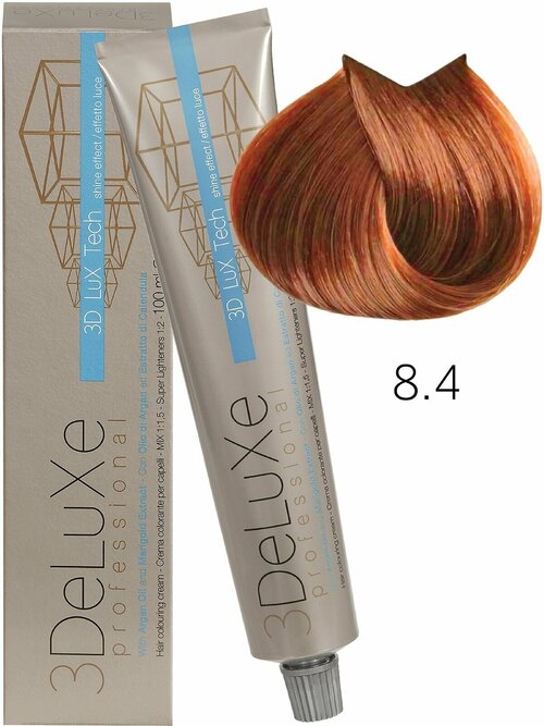 3Deluxe крем-краска для волос 3D Lux Tech, 8.4 светлый блондин медный, 100 мл