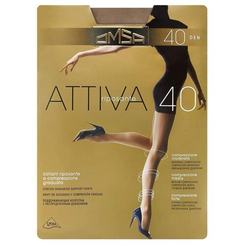 Колготки Omsa Attiva, размер 4-L, 40 den, nero, 2 пары