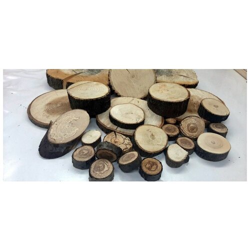 фото Спилы (срезы) круглые деревянные нешлифованные д. 50-60 мм деревушка