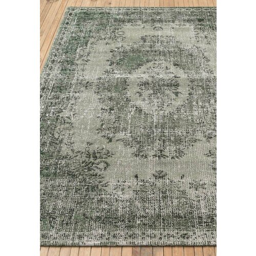 Ковер на пол 1,4 на 2 м в спальню, гостиную, безворсовый, зелёный, серый Castello LC3321-L114
