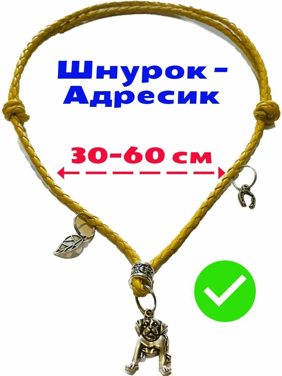 Шнурок адресник желтый 30-60 - фотография № 1