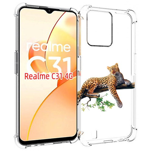 Чехол MyPads леопард-на-дереве детский для OPPO Realme C31 задняя-панель-накладка-бампер