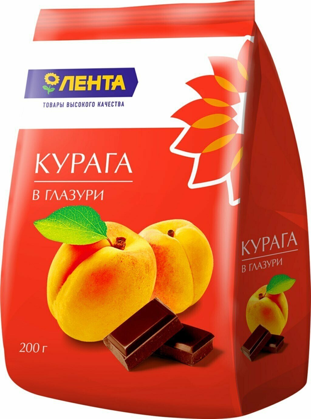 Конфеты лента Фрукты в глазури курага, 200 г - 4 упаковки - фотография № 1