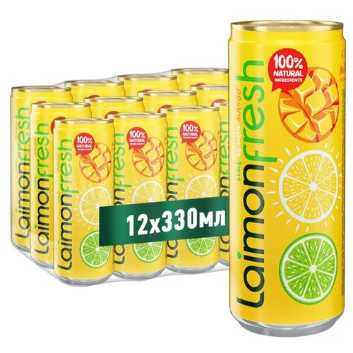 Напиток среднегазированный Laimon Mango Fresh, 0,33 л. х 12 шт