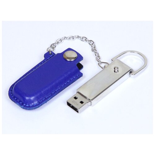 Массивная металлическая флешка с кожаным чехлом (4 Гб / GB USB 2.0 Синий/Blue 214 Flash drive) массивная металлическая флешка с кожаным чехлом 4 гб gb usb 2 0 оранжевый orange 214 flash drive