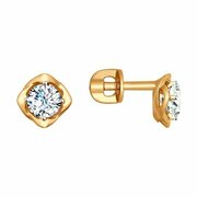 Серьги пусеты Diamant online, красное золото, 585 проба, фианит